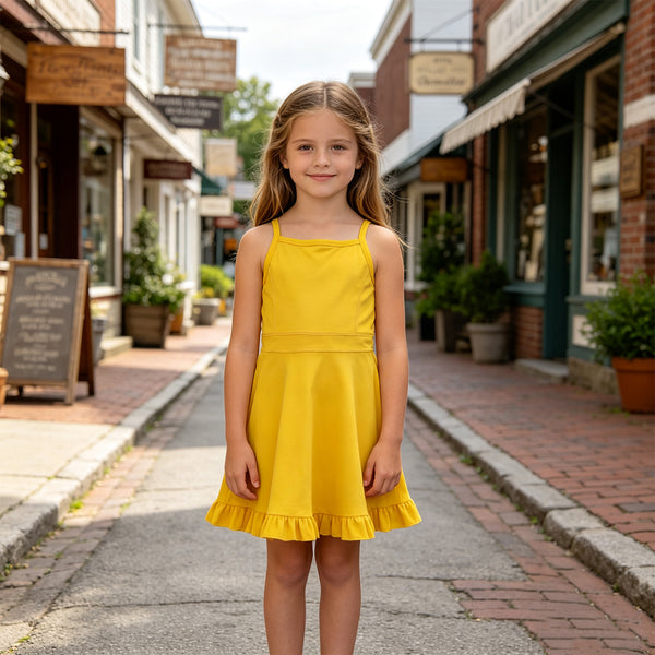 RTS S0781 toddler clothes yellow girl sports yoga summer dress athletic dress
