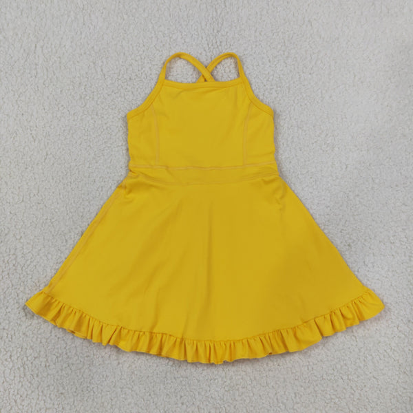 RTS S0781 toddler clothes yellow girl sports yoga summer dress athletic dress
