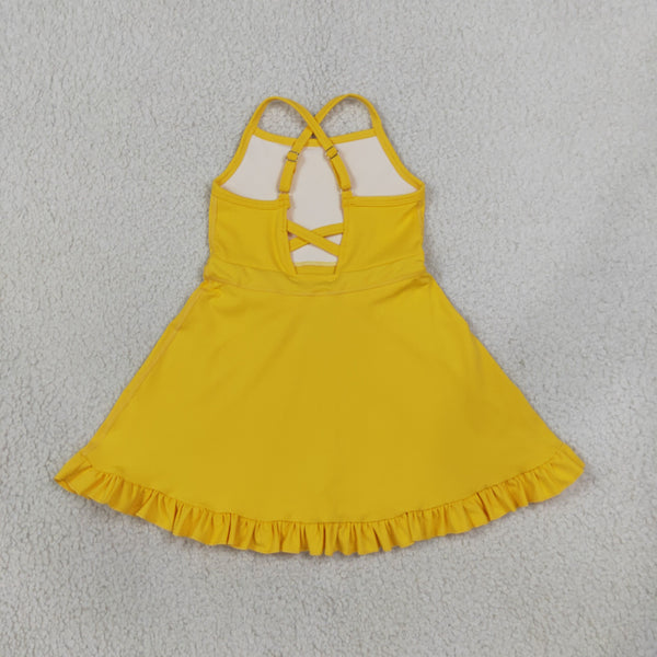 RTS S0781 toddler clothes yellow girl sports yoga summer dress athletic dress