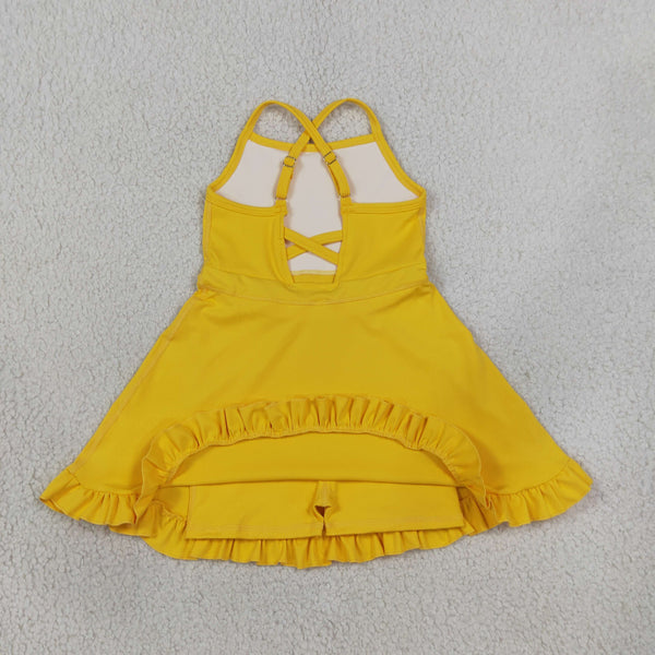 RTS S0781 toddler clothes yellow girl sports yoga summer dress athletic dress