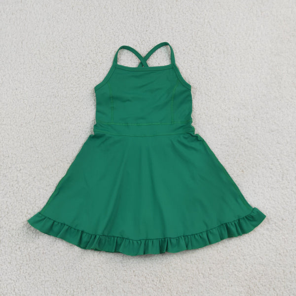 RTS S0782 toddler clothes green girl sports yoga summer dress athletic dress