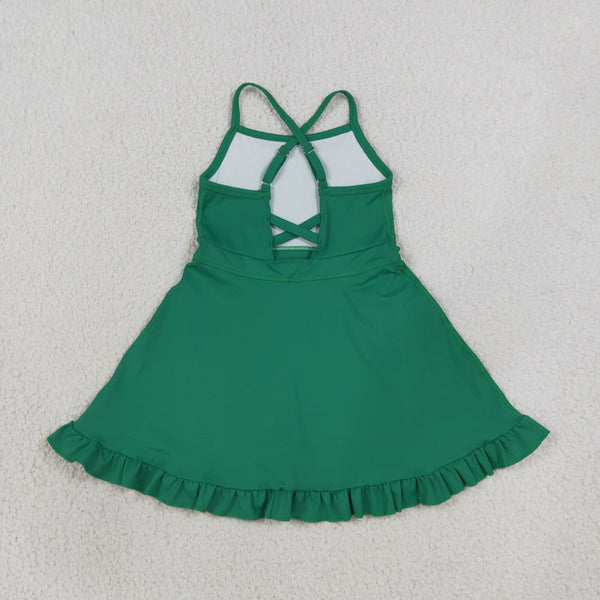 RTS S0782 toddler clothes green girl sports yoga summer dress athletic dress