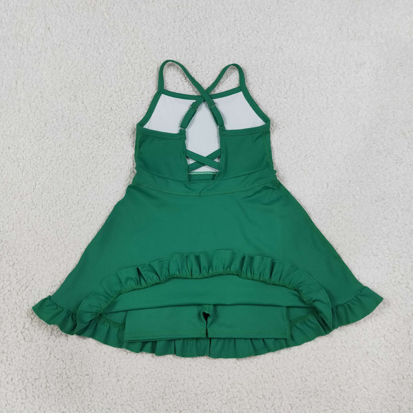 RTS S0782 toddler clothes green girl sports yoga summer dress athletic dress