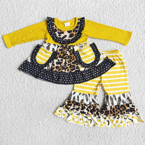 6 B5-2 girl pocket yellow leopard winter long sleeve set-promotion 2023.11.18