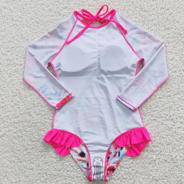 S0083 kids clothes girls floral swimsuit girl summer swimwear 1