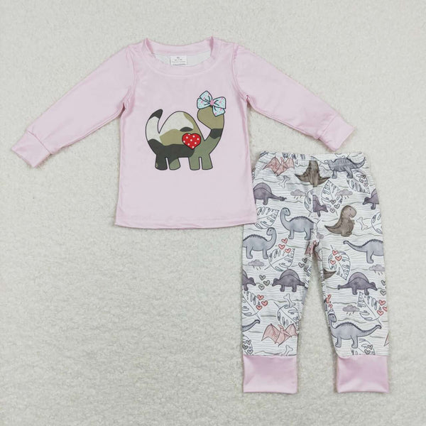 GLP1025 toddler girl clothes heart dinosaur girl valentines day outfit
