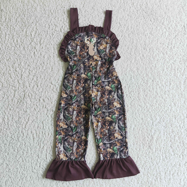 RTS Matching clothing fall deer camo print kid sleeveless ruffle overalls fall clothing-2026.9.28