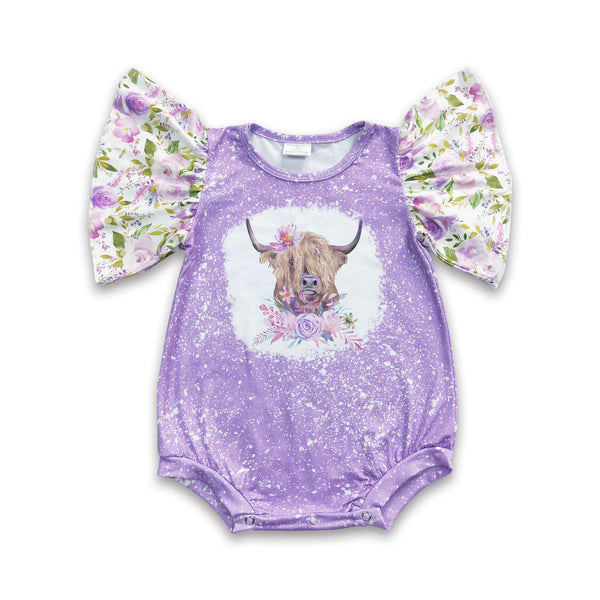 SR0118 baby girl clothes purple floral summer bubble