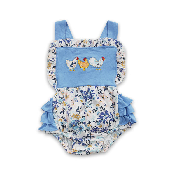 SR0285 baby girl clothes embroidery chicken farm summer bubble
