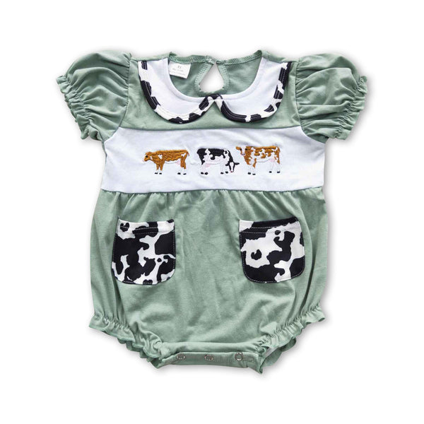 SR0373 baby girl clothes cow embroidery summer bubble