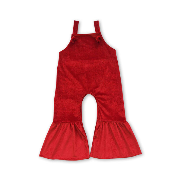SR0392 toddler girl clothes red velvet jumpsuit