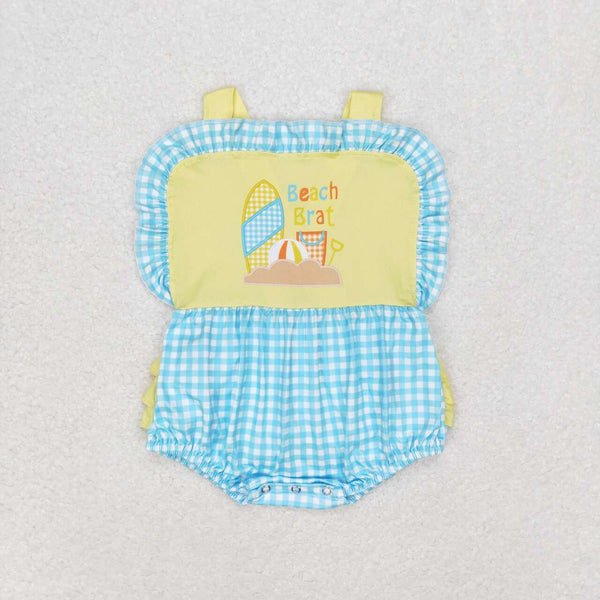 SR0956 RTS baby girl clothes beach brat girl summer romper ¡ꡧprint¡ê?