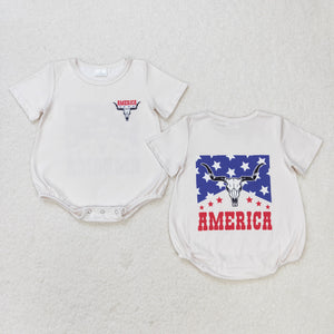 SR0962 RTS baby girl clothes american 4th of july clothes cowboy girl summer romper