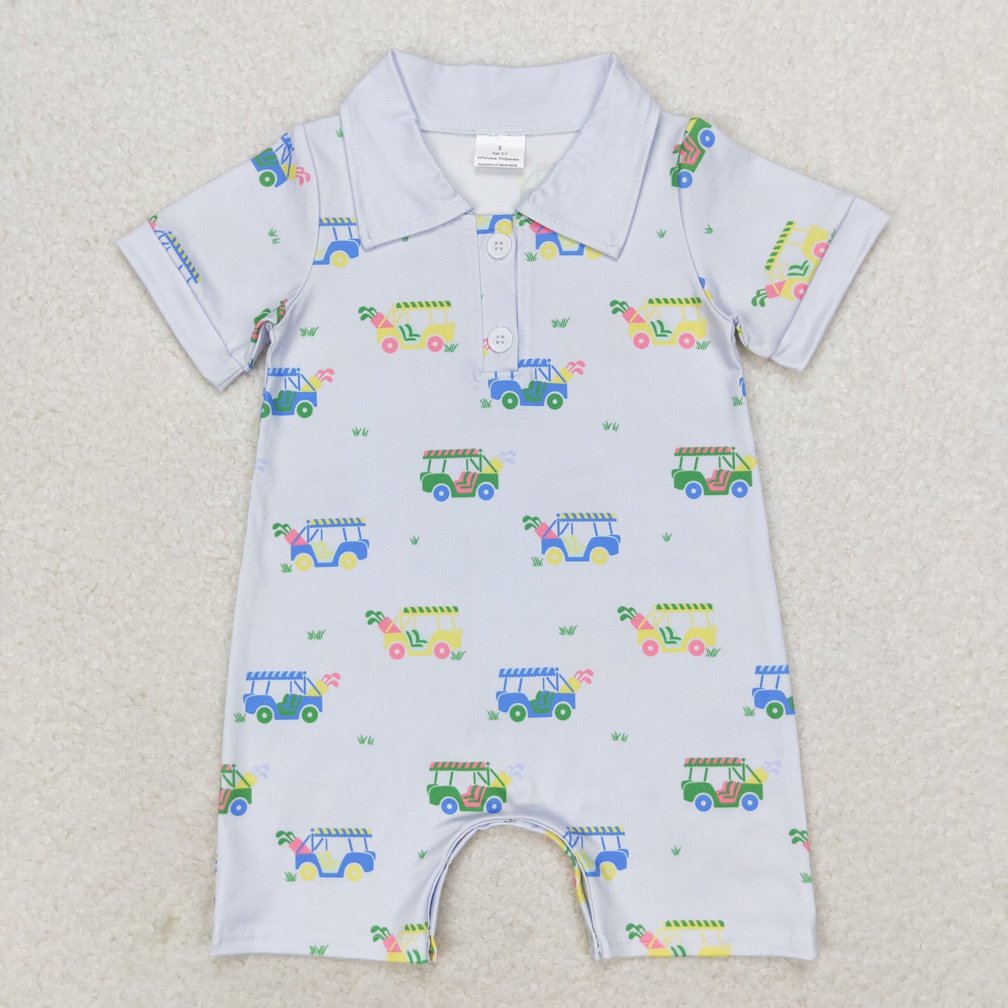 SR0982 RTS baby boy clothes golf cart boy summer romper