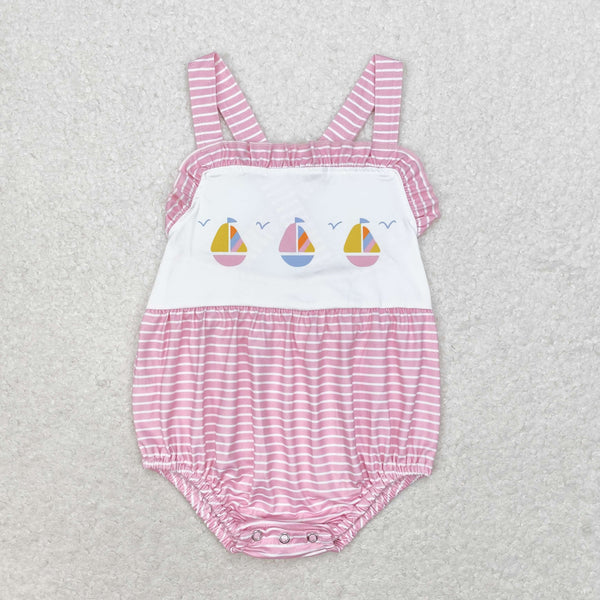 SR1058 RTS baby girl clothes sailboat pink toddler girl summer bubble