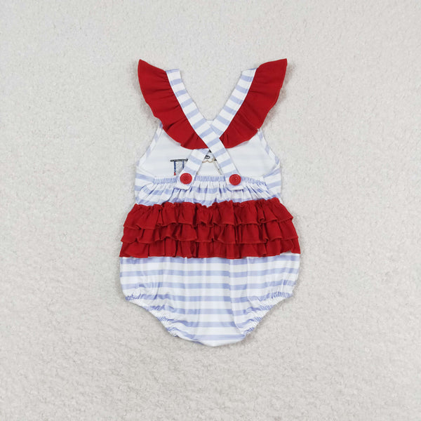 SR1081 RTS baby girl clothes pubby 4th of July patriotic toddler girl summer bubble ¡ꡧembroidery¡ê?