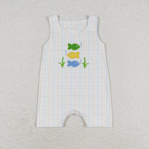 SR1121 RTS baby boy clothes fish toddler boy summer romper ¡ꡧprint¡ê?