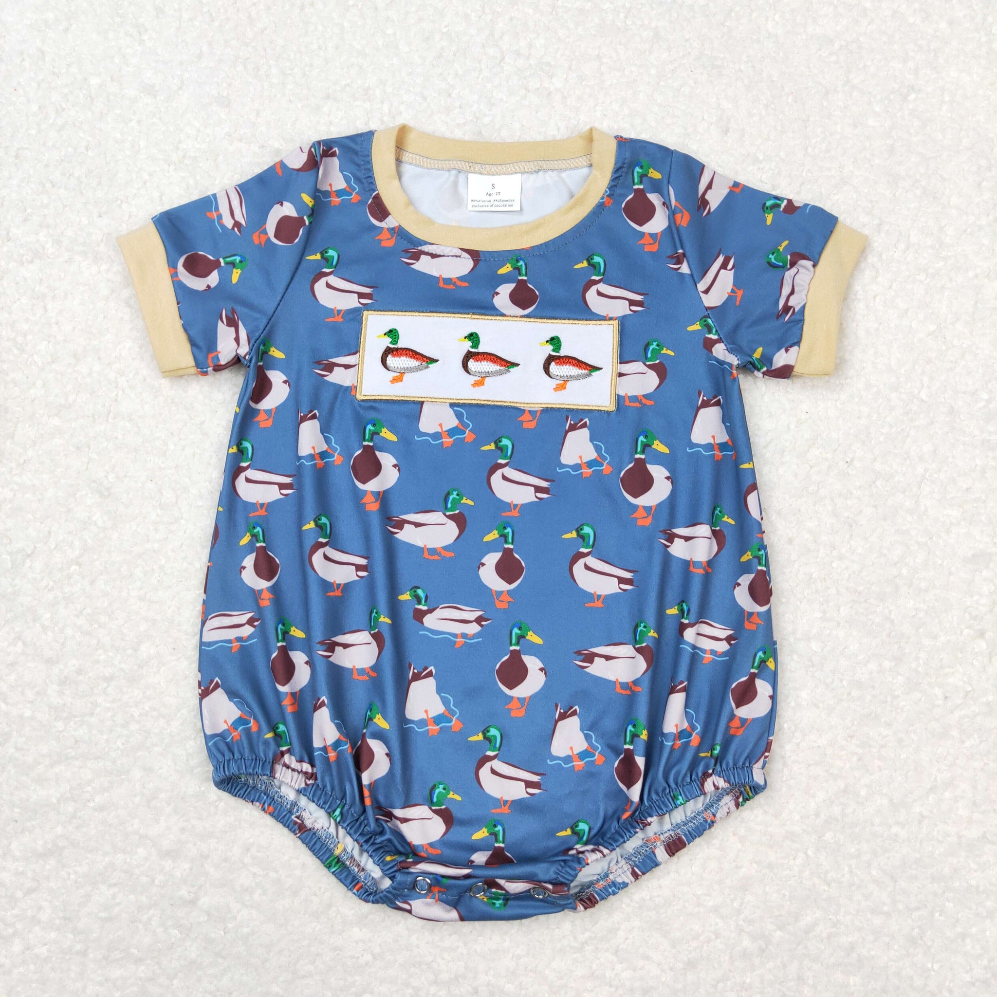 SR1134 RTS baby boy clothes embroidery mallard toddler boy summer bubble