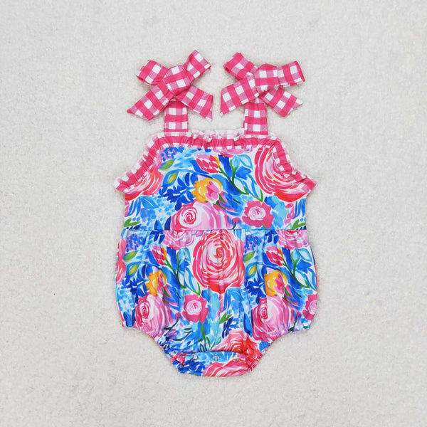 SR1143 RTS baby girl clothes purple floral toddler girl summer bubble