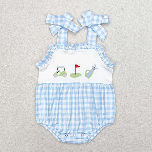 SR1175 RTS baby girl clothes golf gingham toddler girl summer bubble