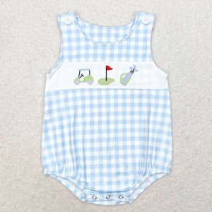 SR1176 RTS baby boy clothes golf gingham toddler boy summer bubble