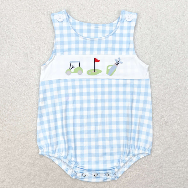 SR1176 RTS baby boy clothes golf gingham toddler boy summer bubble