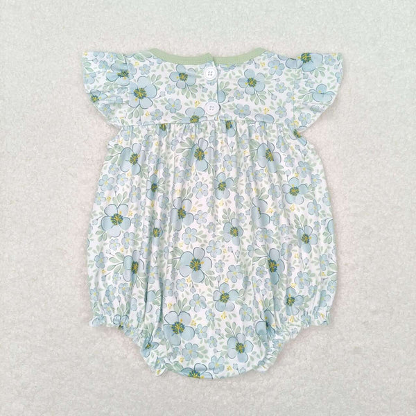 SR1180 RTS baby girl clothes green floral toddler girl summer bubble