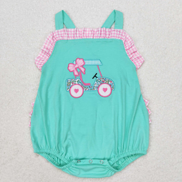 SR1223 RTS baby girl clothes golf cart toddler girl summer bubble embroidery