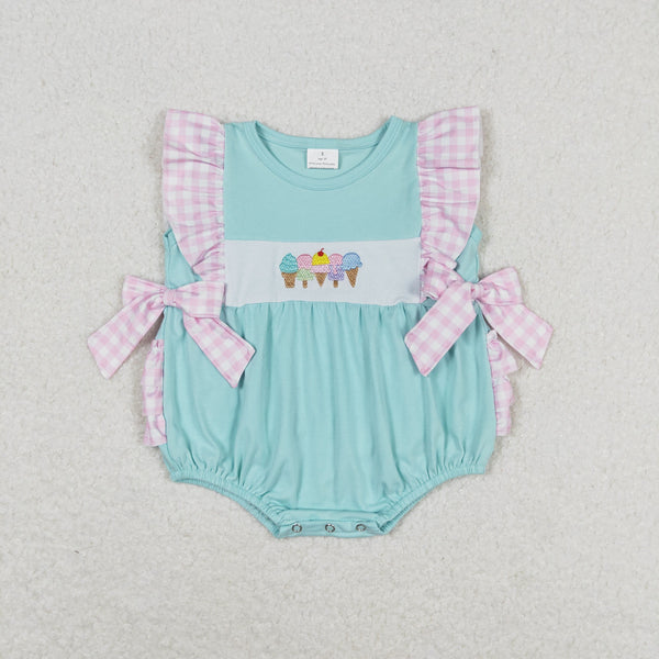 SR1260 RTS baby girl clothes embroidery ice cream toddler girl summer bubble