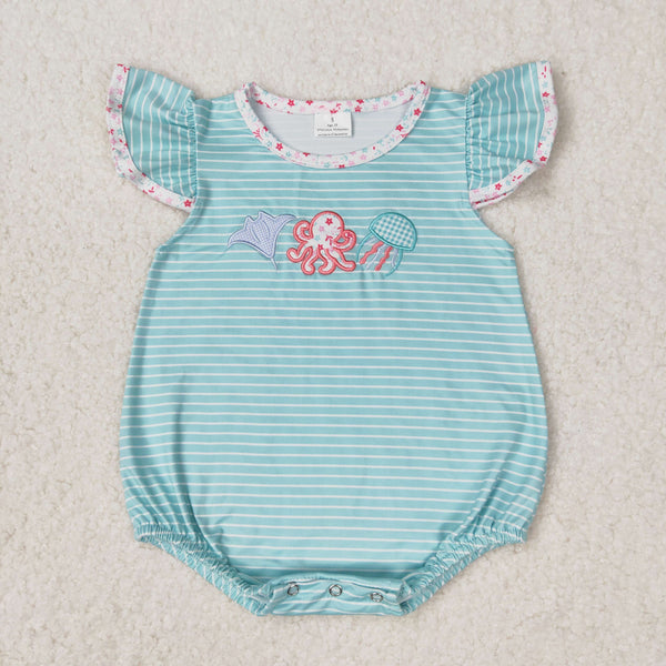 SR1267 RTS baby girl clothes sea animals toddler girl summer bubble ¡ꡧembroidery ¡ê?