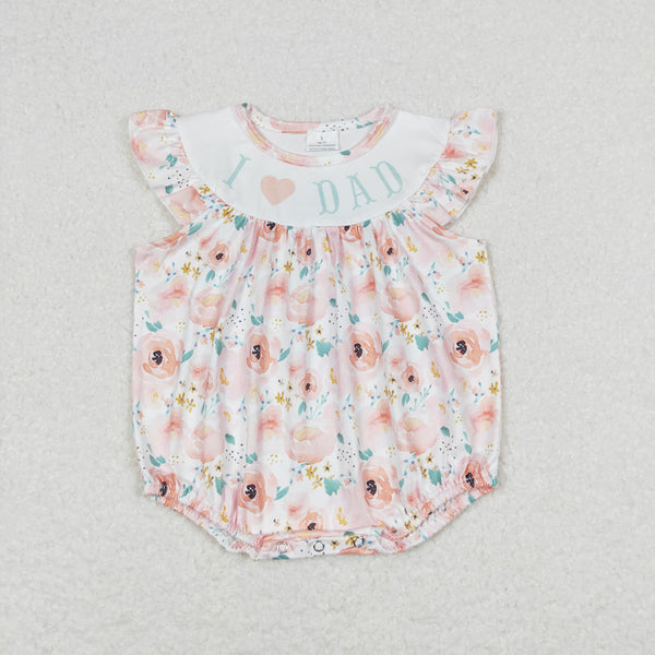 SR1349 RTS baby girl clothes l love daddy floral father's day clothes  toddler girl summer bubble(Print)