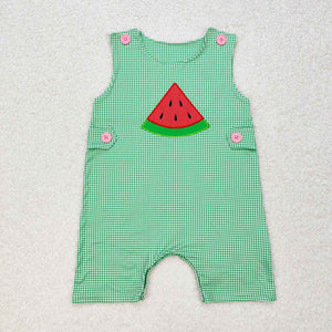 SR1406 RTS baby boy clothes watermelon toddler boy summer romper embroidery