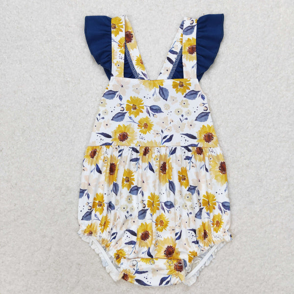 SR1422 RTS baby girl clothes yellow flowers toddler girl summer bubble