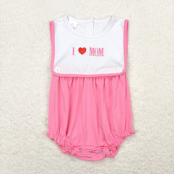 SR1434 RTS baby girl clothes I love mom toddler girl summer bubble embroidery