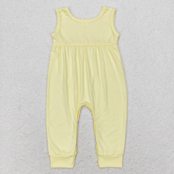 SR1447 RTS baby girl clothes pure yellow toddler girl summer romper