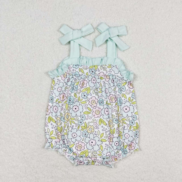 SR1456 RTS baby girl clothes blue floral toddler girl summer bubble