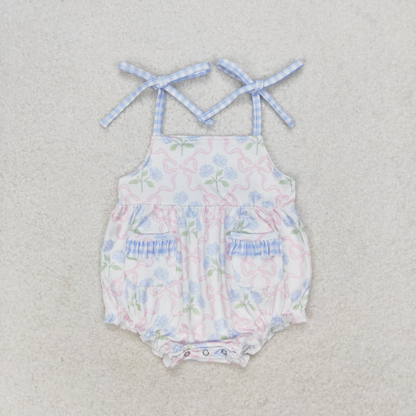 SR1482 RTS baby girl clothes blue gingham toddler girl summer bubble