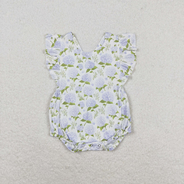 SR1484 RTS baby girl clothes blue floral toddler girl summer bubble