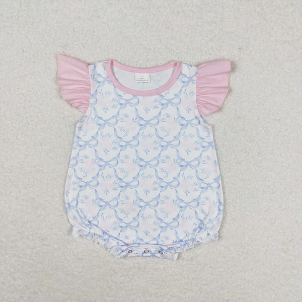 SR1522 RTS baby girl clothes blue ribbon toddler girl summer bubble