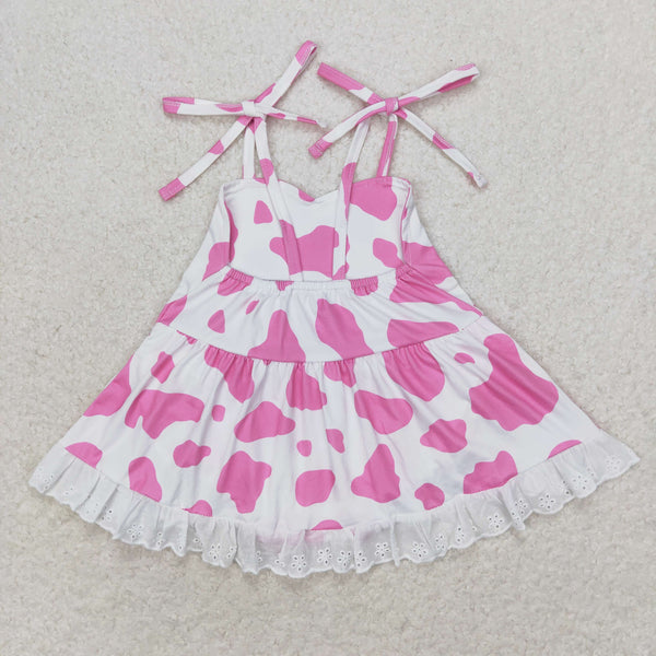 SR1549 RTS baby girl clothes pink cow pattern toddler girl summer bubble