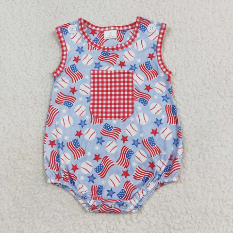 SR1563 RTS baby boy clothes baseball 4th of July patriotic toddler boy summer bubble