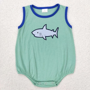 SR1590 RTS baby boy clothes shark toddler boy summer bubble embroidery