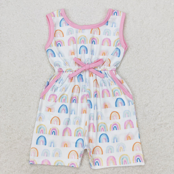 SR1600 RTS baby girl clothes rainbow girl summer jumpsuit