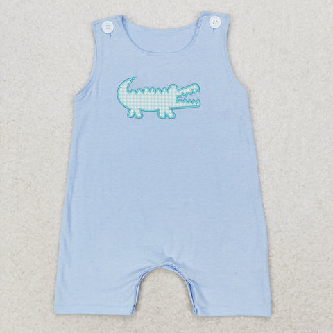 SR1625 RTS baby boy clothes embroidery crocodile alligator toddler boy summer romper