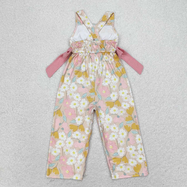 SR1674 RTS baby girl clothes yellow floral girl summer jumpsuit