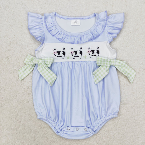 SR1696 RTS baby girl clothes cow  toddler girl summer romper farm clothes summer bubble