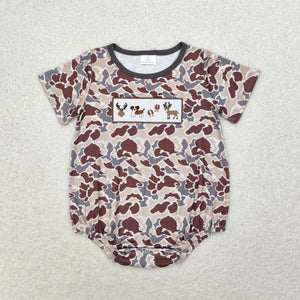 SR1785 RTS baby boy clothes hunting camouflage toddler boy summer bubble (embroidery)