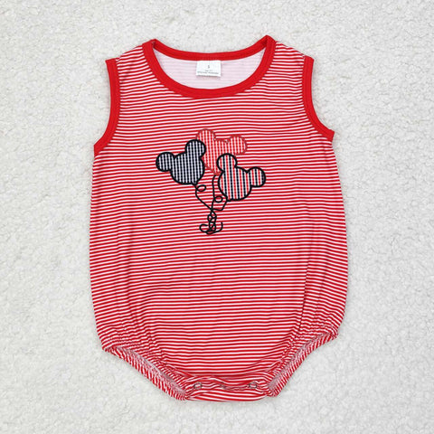 SR1844 RTS baby boy clothes sleeveless red stripe boy summer bubble