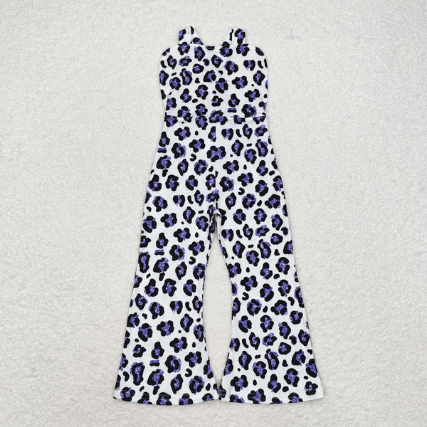 SR1932 RTS  baby girl clothes purple leopard print baby girl  jumpsuit