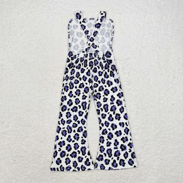 SR1932 RTS  baby girl clothes purple leopard print baby girl  jumpsuit